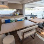 Lagoon-43-salon3 Warm and spacious salon of the Lagoon 43 sailing catamaran Lagoon-43-kitchen Smart and fully equiped kitchen aboard the Lagoon 43 sailing catamaran Lagoon-43-cabin Interior picture of a Lagoon 43 cabin Lagoon-43-cabin2 Interior picture of a Lagoon 43 cabin Lagoon-43-exterior-layout Exterior layout of the Lagoon 43 sailing catamaran