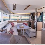 Cozy and inviting salon of the Lagoon 46 sailing catamaran