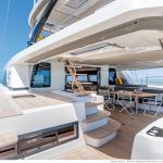 Intimist and inviting cockpit of the Lagoon Sixty 5 sailing catamaran
