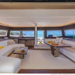 Luxurious and spacious salon of the Lagoon Sixty 5 sailing catamaran
