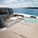 Relaxing foredeck of the Bali 4.2 sailing catamaran