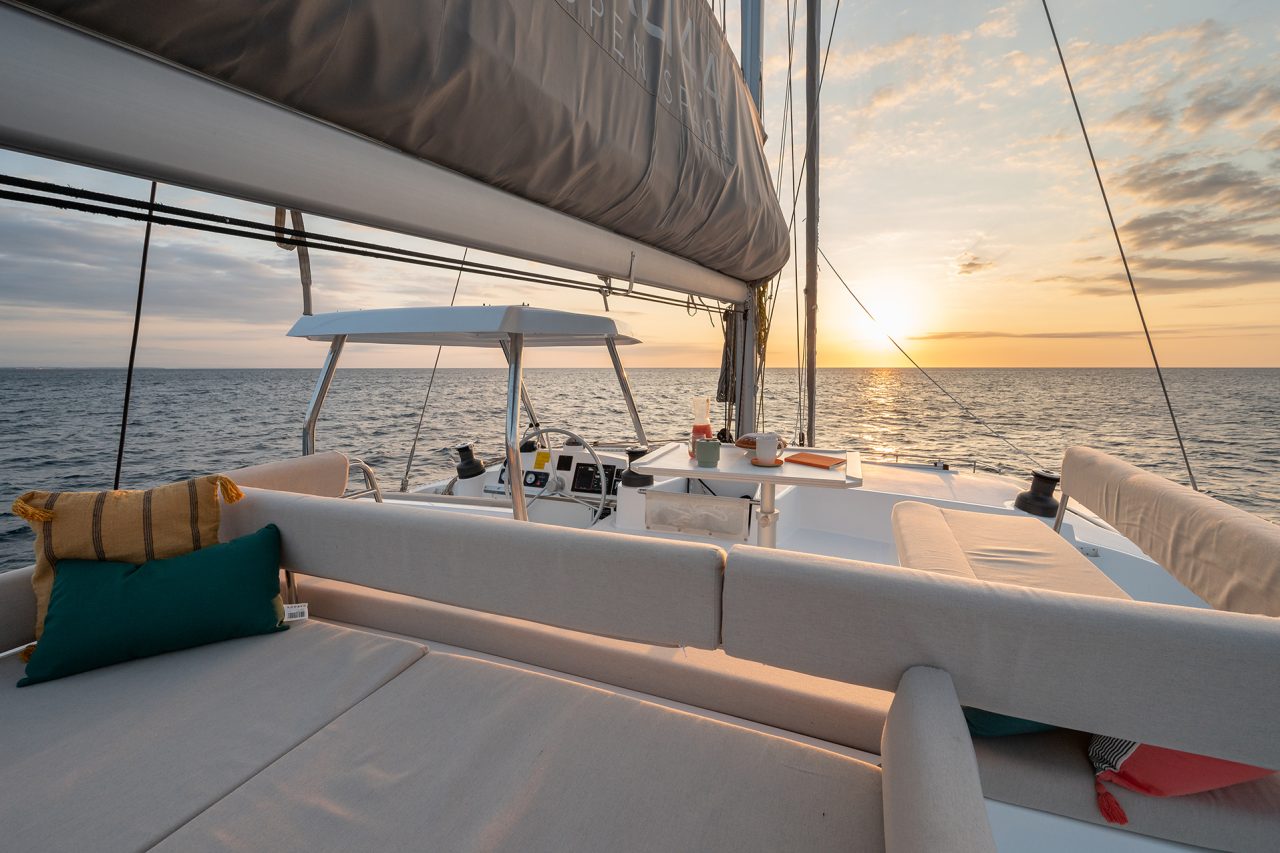 Inviting flybridge of the Bali 4.4 sailing catamaran