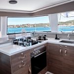 Fully equiped kitchen aboard the Bali 4.4 Sailing catamaran