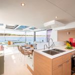 Luminous and fully equiped galley aboard the Bali 4.6 sailing catamaran