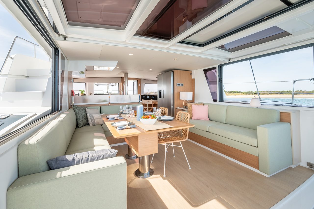 Luminous saloon of the Bali 4.6 sailing catamaran