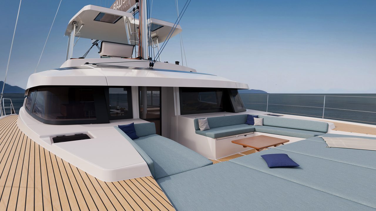 Spacious and comfortable foredeck aboard the Bali 5.2 sailing catamaran