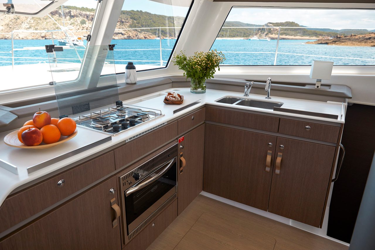 Smart and fully equiped galley of the Bali Catspace Sailing catamaran
