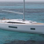 Side view of the Beneteau Oceanis 47 at anchor