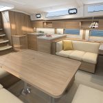 Comfy saloon aboard the Beneteau Oceanis 47 sailing monohull