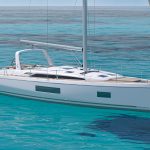 Side view of the Beneteau Oceanis 52 at anchor