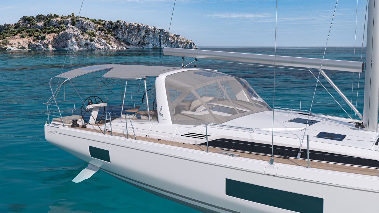 Cockpit of the Oceanis 52 with the hard top on
