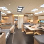 Through view of the Dufour 54 main deck interior