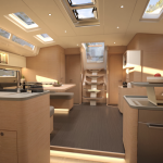 Through view of the Dufour 54 main deck interior