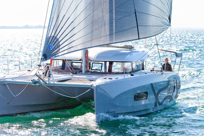 Front View of Excess 11 sailing