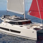 Fountaine Pajot NEW 44 sailing with a man at the helm