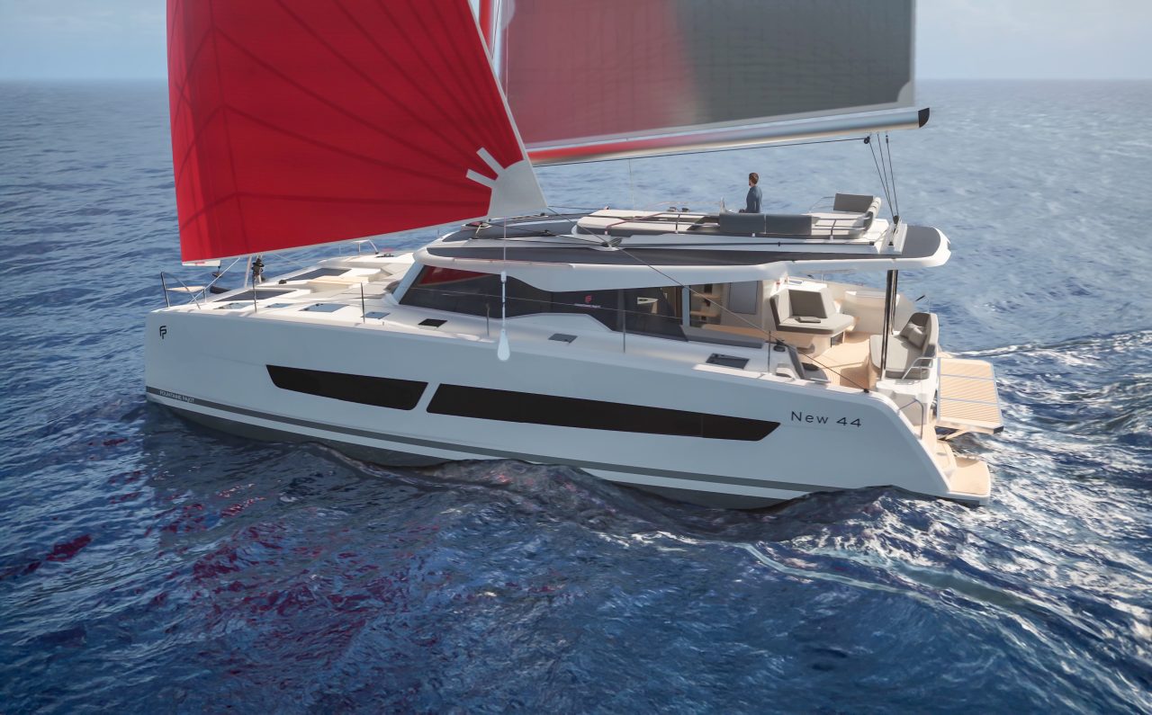 Spacious cockpit of the Fountaine Pajot NEW 44 sailing catamaran
