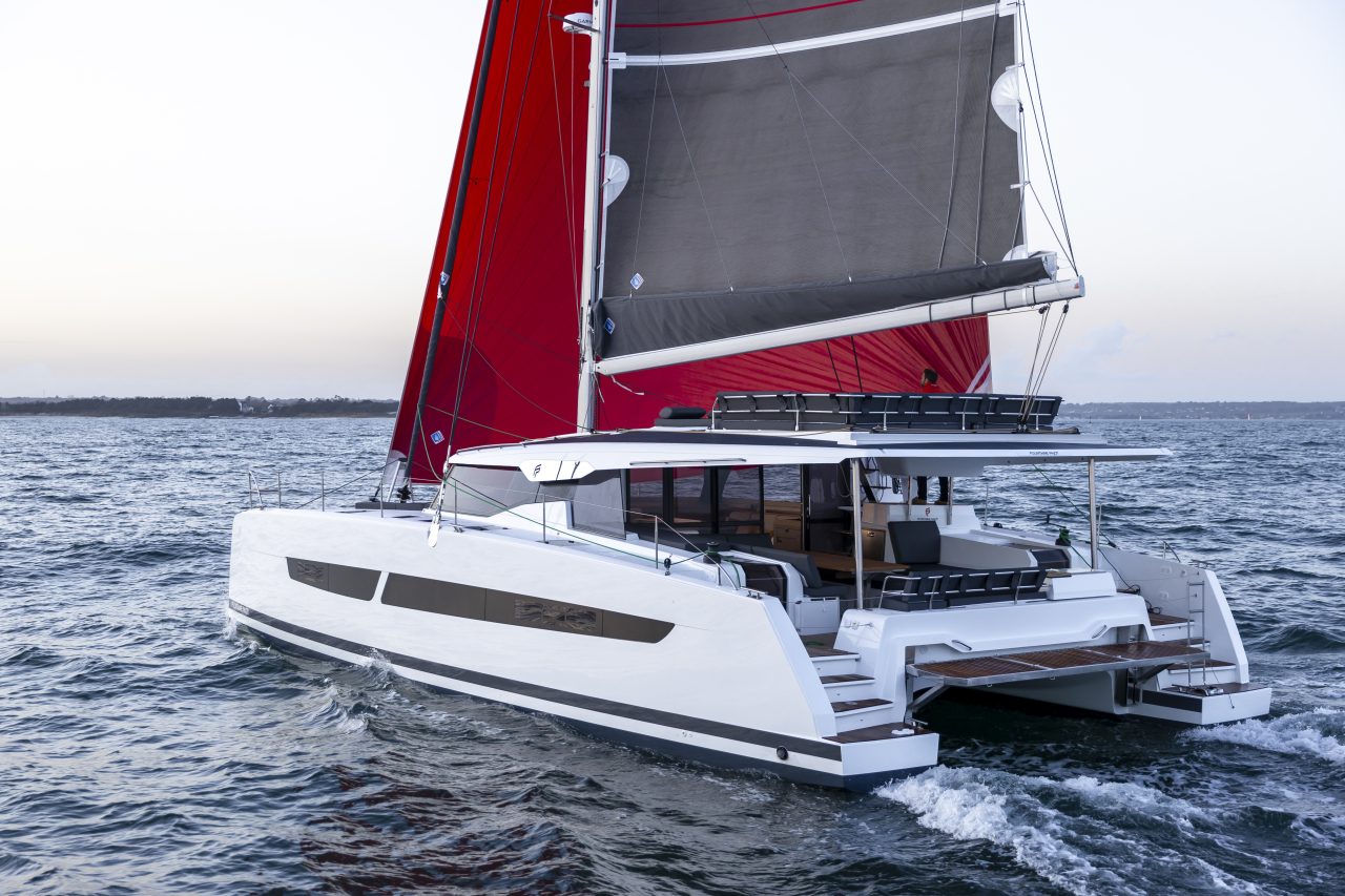 Fountaine Pajot shipyard, the new Fountaine Pajot 51, south Brittany on march 7, 2022, photo © Jean-Marie LIOT - www.jmliot.com