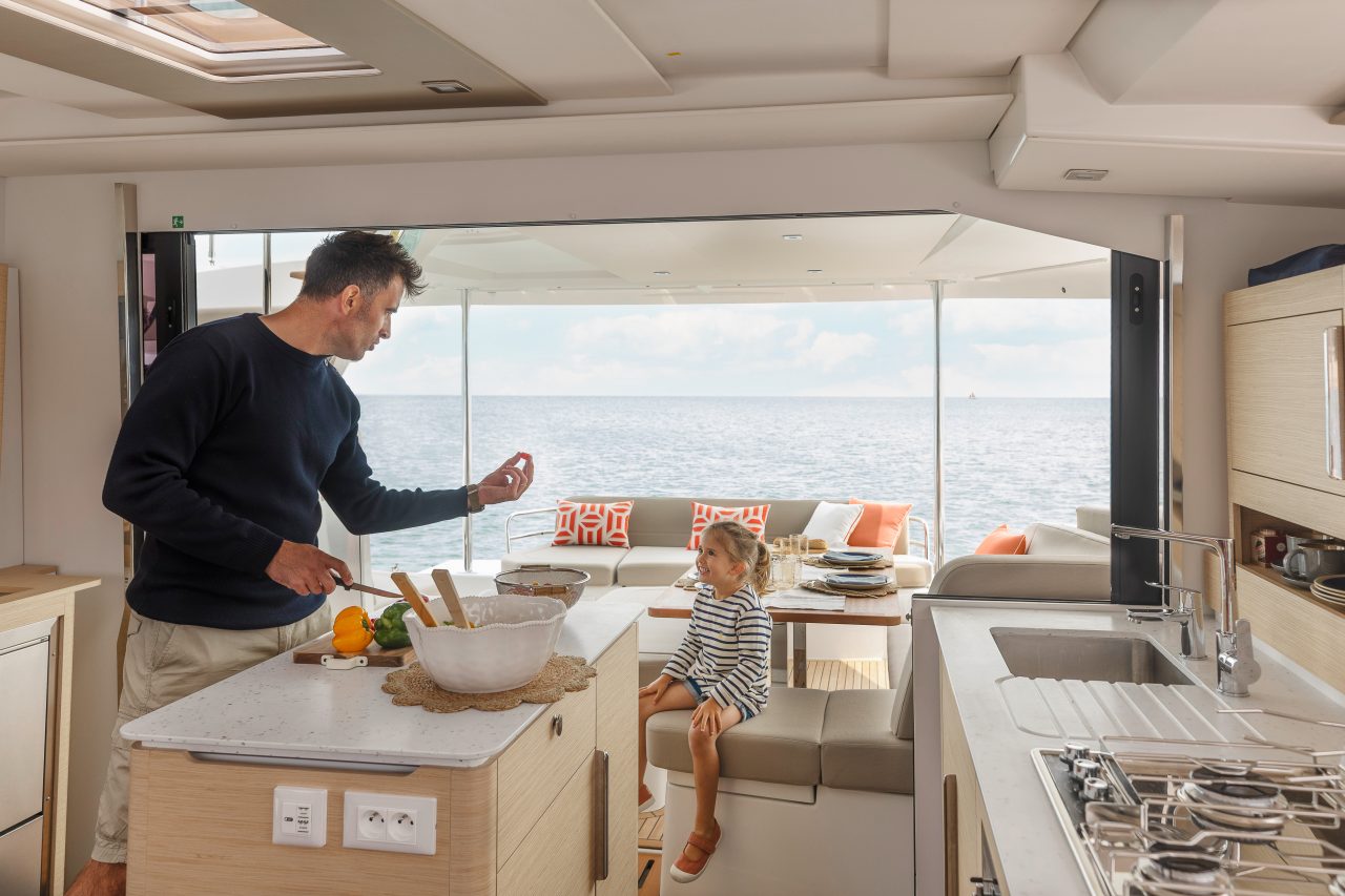 4 cabins and 2 bathroom layouts of the Fountaine Pajot NEW 41 sailing catamaran