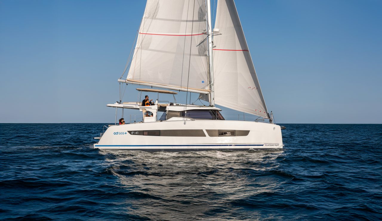 Fountaine Pajot NEW 41 sailing with a father and his daughter at the helm