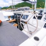 Helm station aboard the Fountaine Pajot Tanna 47 sailing catamaran