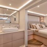 Luxurious suite of the Fountaine Pajot Thira 80 sailing catamaran