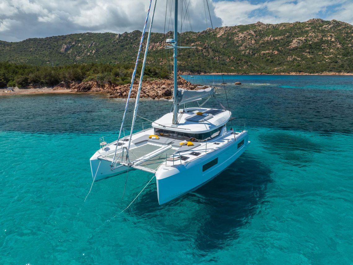 Comfortable foredeck of the Lagoon 38 sailing catamaran