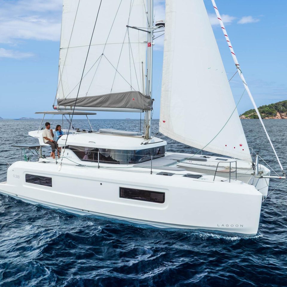 Lagoone 38 sailing with a couple at the helm