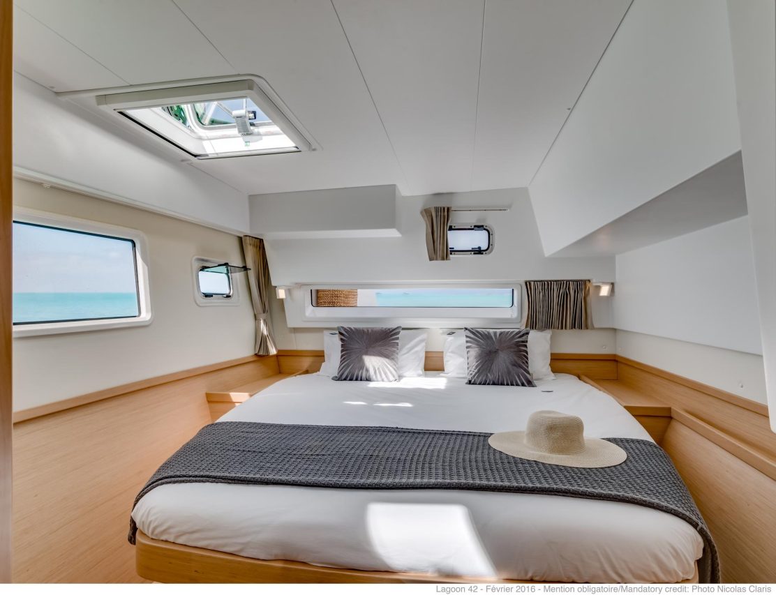 Interior picture of a Lagoon 42 cabin