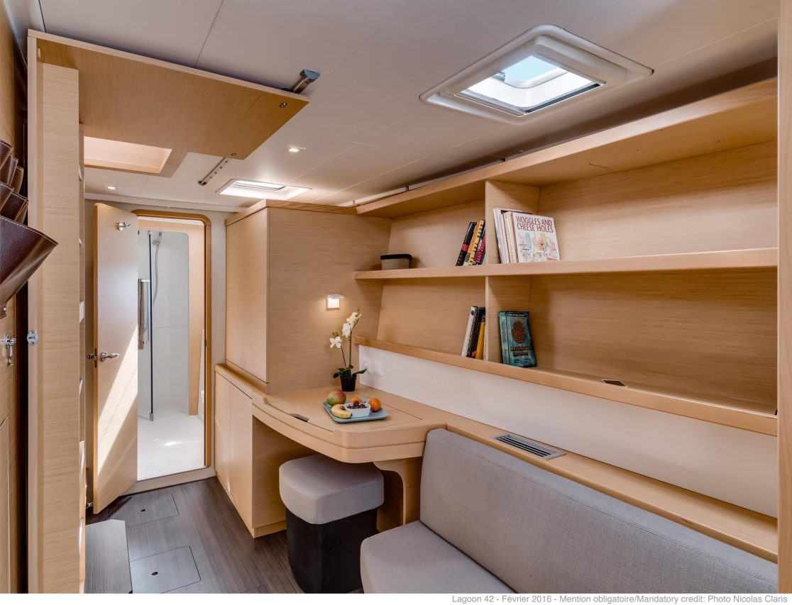 Interior picture of a Lagoon 42 cabin