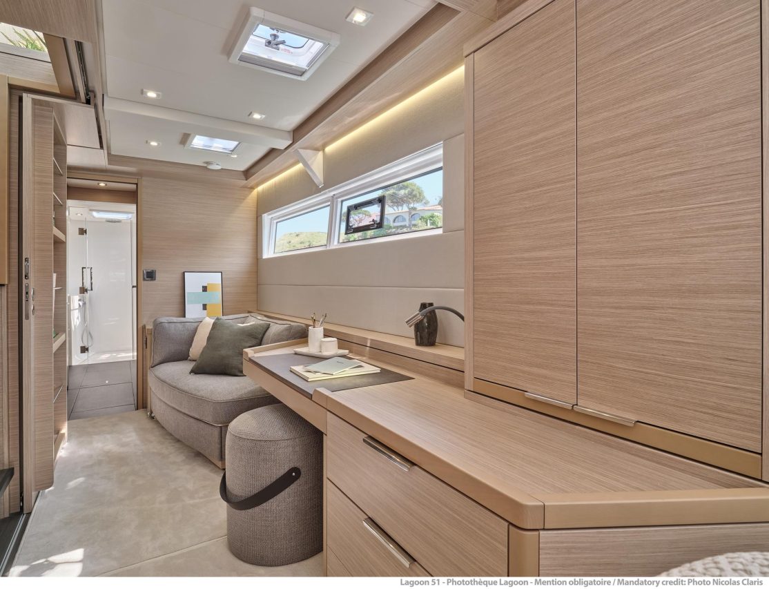 6 cabins layout of the Lagoon 51 sailing catamaran