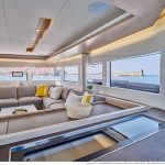 Spacious and luminous salon of the Lagoon 51 sailing catamaran