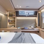 Comfortable bed of a Lagoon 55 spacious cabin