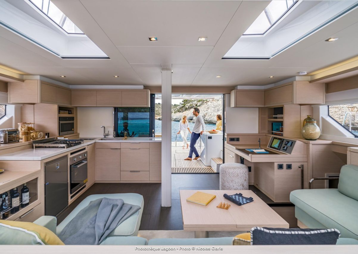 Interior layout of the Lagoon 55 sailing catamaran