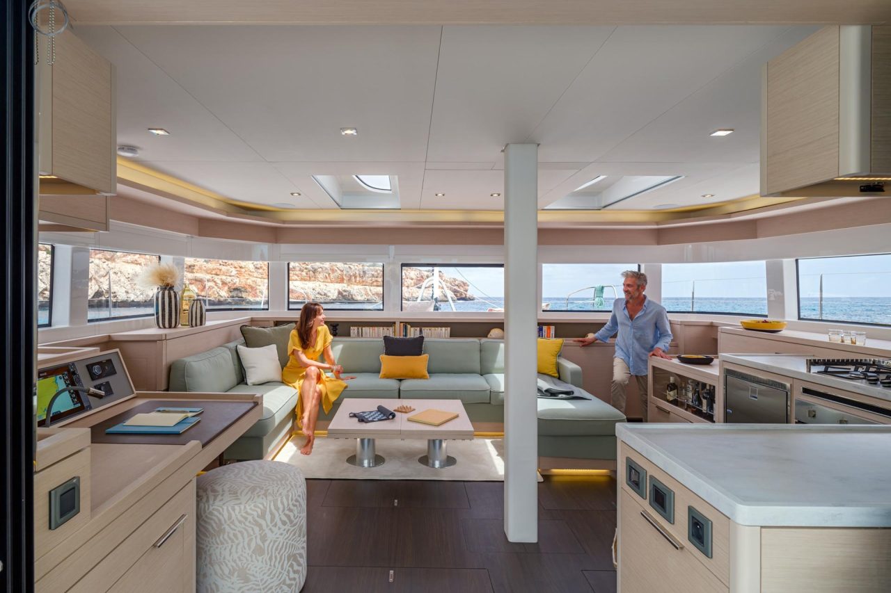 Interior layout of the Lagoon 55 sailing catamaran