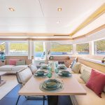 Luminous and inviting salon of the Lagoon 60 sailing catamaran
