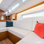 Close view of the Sun Odyssey 380 salon's couch