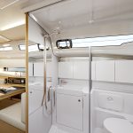 Convenient bathroom aboard the Sun Odyssey 415 sailing monohull