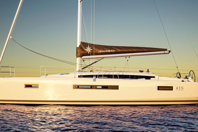 Jeanneau Sun Odyssey 415 sailing at sunset
