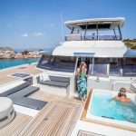 Front view of cockpit on the Fountaine Pajot Power 67 boat