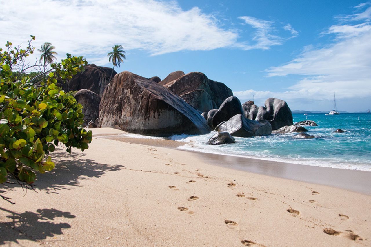 The beach the Baths in the British Virgin Islands