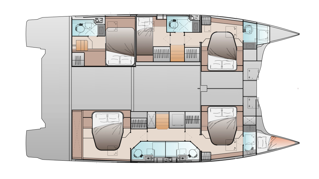 Fountaine Pajot 48 5 Cabin Layout