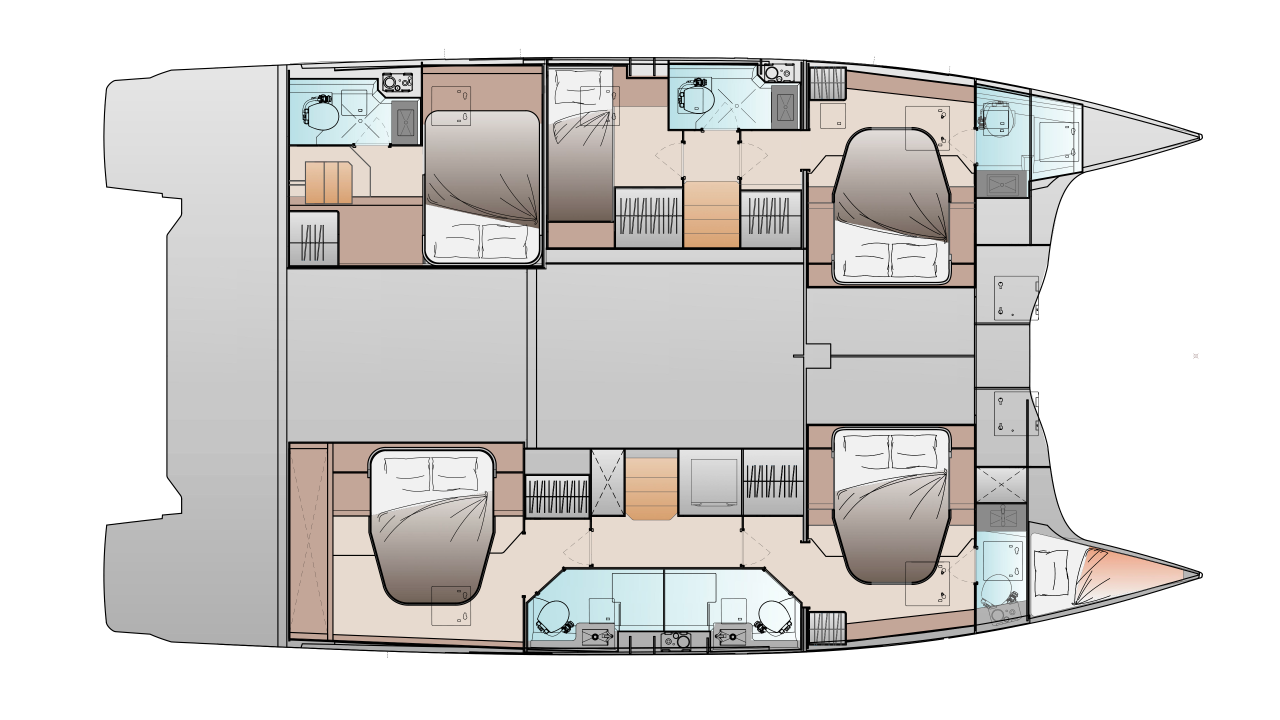 Fountaine Pajot 48 5 Cabin Layout