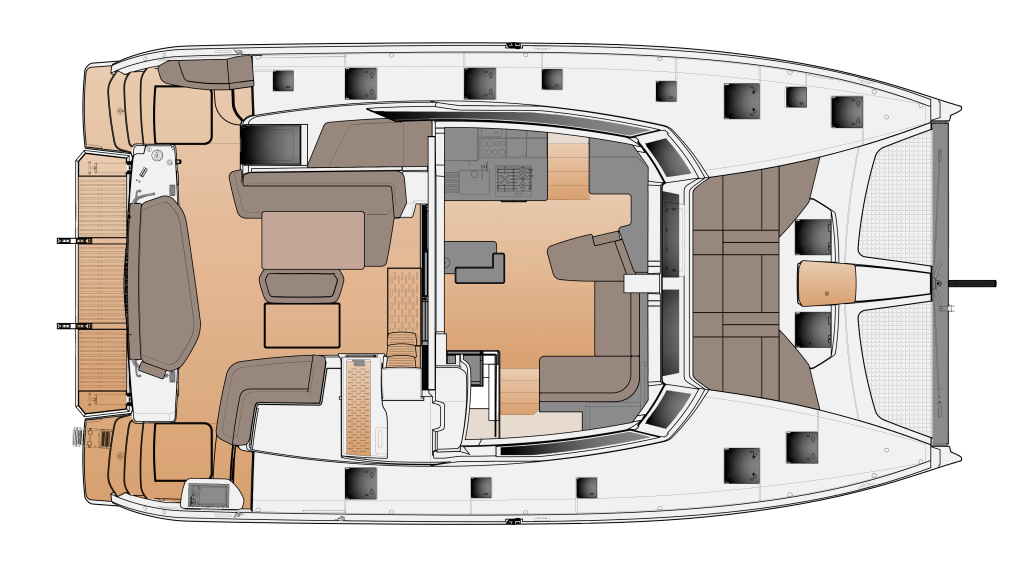 Fountaine Pajot 48 cockpit and saloon