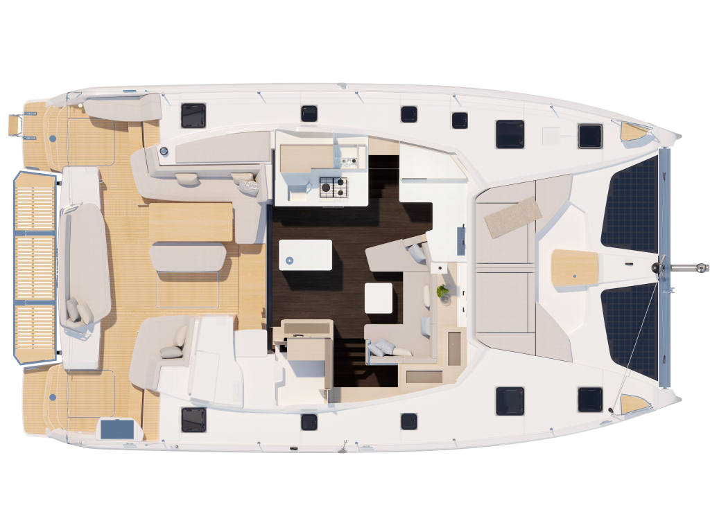 Fountaine Pajot 44 Cockpit and Saloon