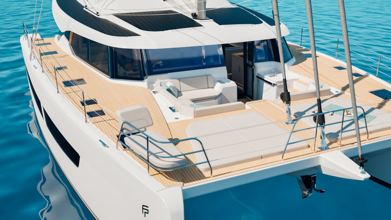 Fountaine Pajot 55 foredeck and forward lounge area