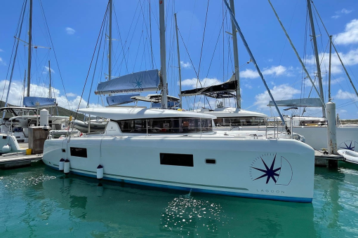 Lagoon 42 catamaran docked in the marina