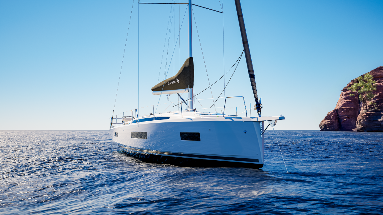 Jeanneau 455 at anchor bow view