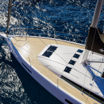 Jeanneau 455 Sun Odyssey front deck and solar panels top view