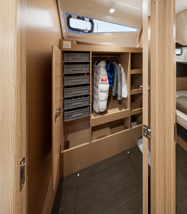 Jeanneau 455 storage closet laundry room