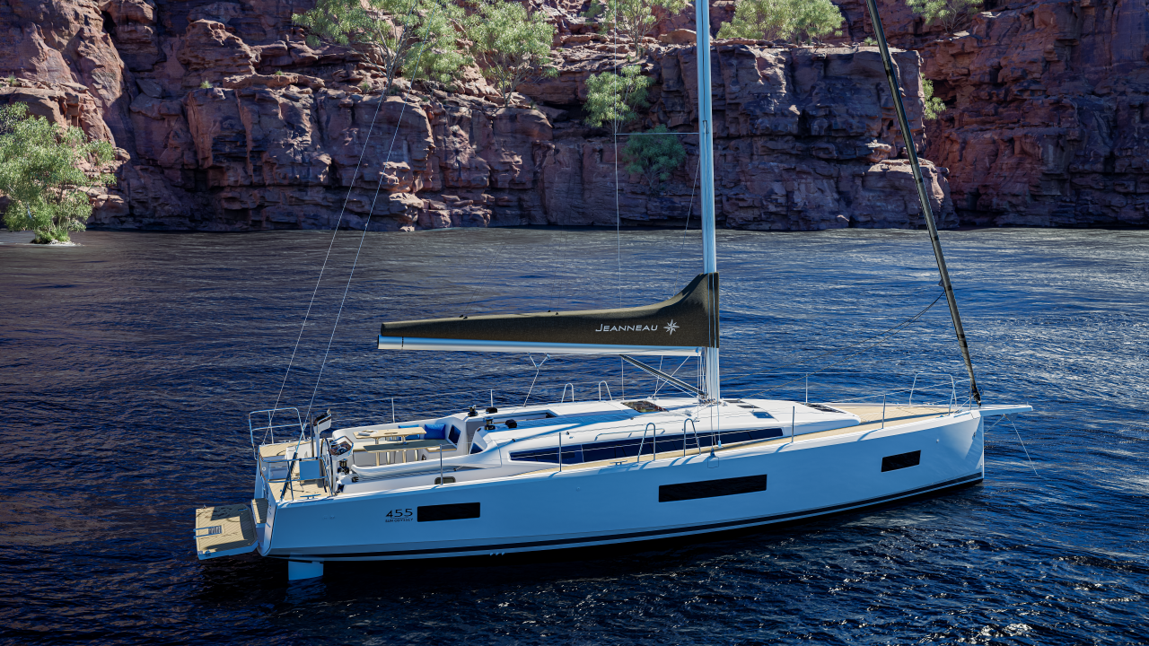 Jeanneau 455 side hull exterior